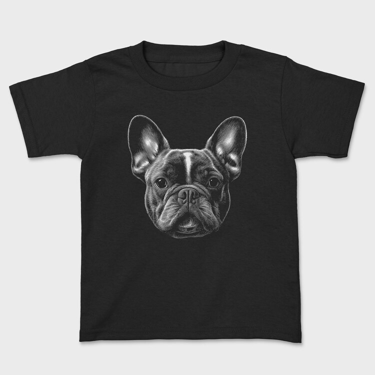 Bulldog Portrait Monochrome, Tricou Copii