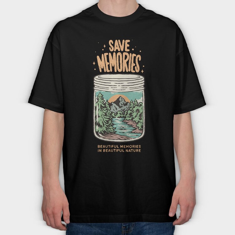 Save Memories Jar, Tricou Oversize Barbati (Unisex)