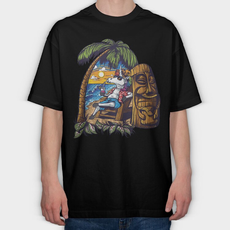 Unicorn Vacation, Tricou Oversize Barbati (Unisex)