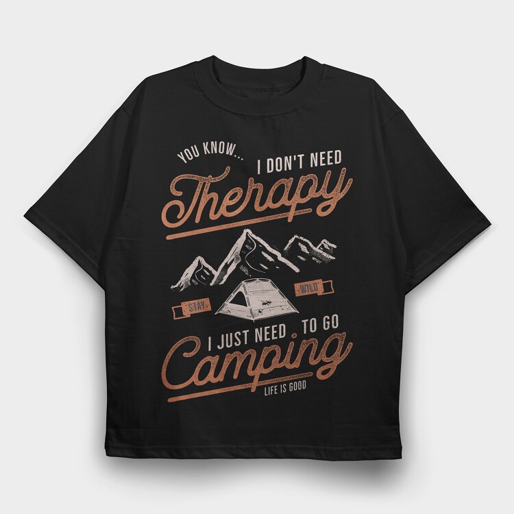 Camping Therapy, Tricou Oversize Barbati (Unisex)