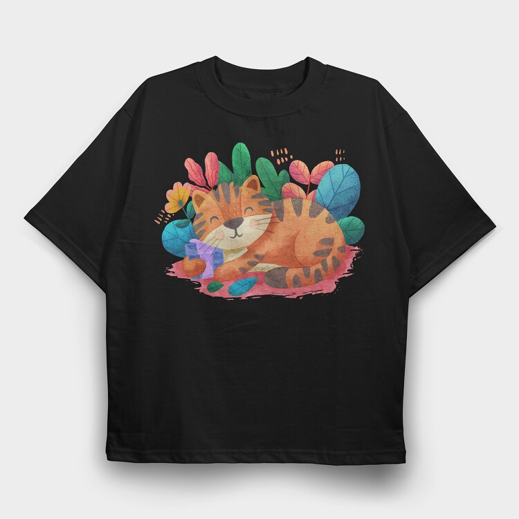 Watercolor Cat, Tricou Oversize Barbati (Unisex)