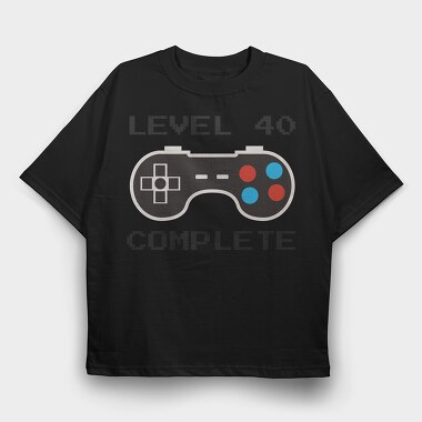 Retro Gamepad Lvl 40 Complete, Tricou Oversize Barbati (Unisex)