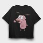 Cartoon Retro Courage the Cowardly Dog 5, Tricou Oversize Barbati (Unisex)