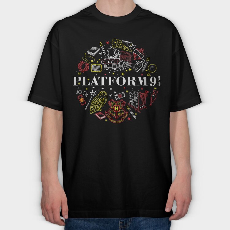 Platform 9 Harry Potter, Tricou Oversize Barbati (Unisex)