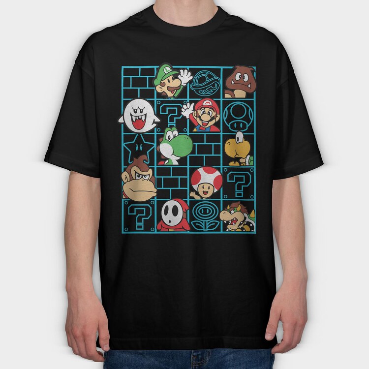Mario Bros, Tricou Oversize Barbati (Unisex)