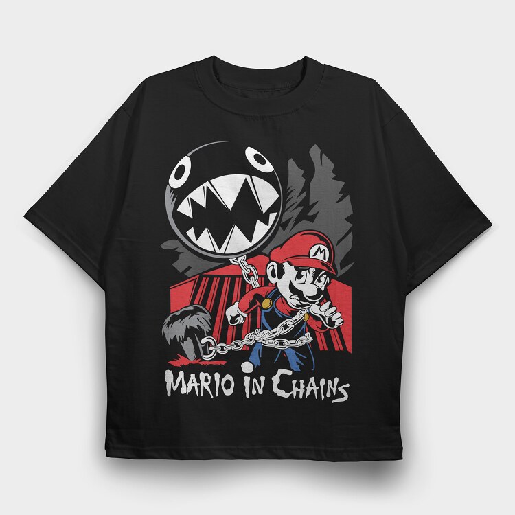 Mario In Chains, Tricou Oversize Barbati (Unisex)
