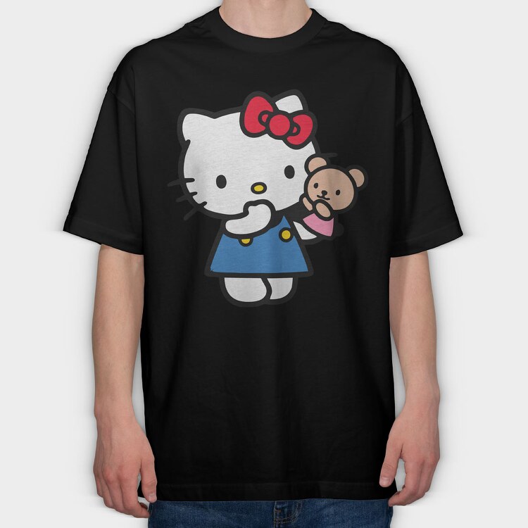Cartoon Retro Hello Kitty 3, Tricou Oversize Barbati (Unisex)