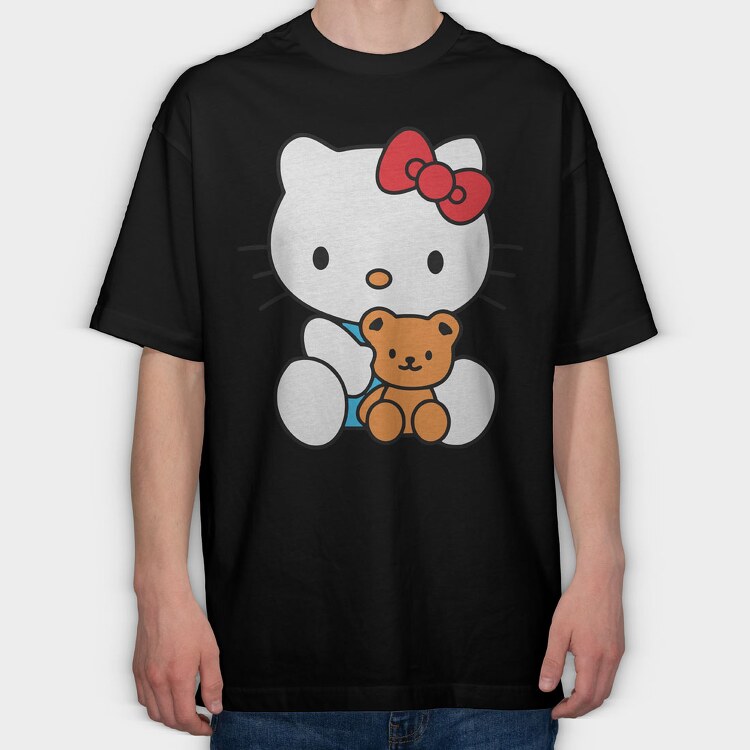 Cartoon Retro Hello Kitty 5, Tricou Oversize Barbati (Unisex)