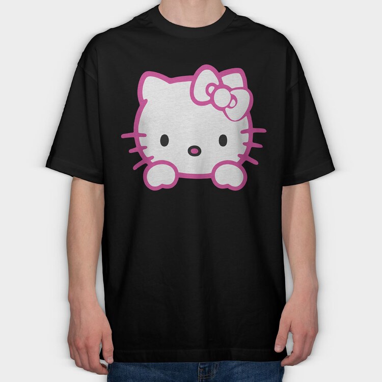 Cartoon Retro Hello Kitty 6, Tricou Oversize Barbati (Unisex)