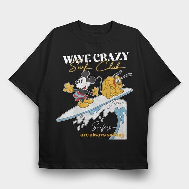 Mickey Mouse Surf Club, Tricou Oversize Barbati (Unisex)