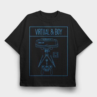 Retro Gaming Virtual And Boy, Tricou Oversize Barbati (Unisex)