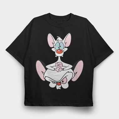 Cartoon Retro Pinky and Cerebro 1, Tricou Oversize Barbati (Unisex)