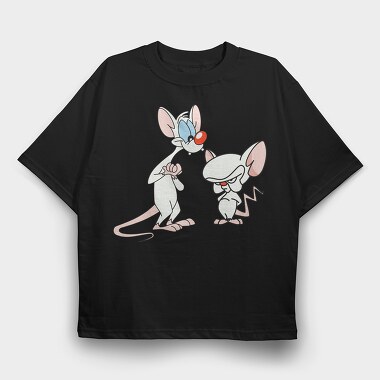 Cartoon Retro Pinky and Cerebro 3, Tricou Oversize Barbati (Unisex)