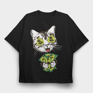 Money Cat, Tricou Oversize Barbati (Unisex)