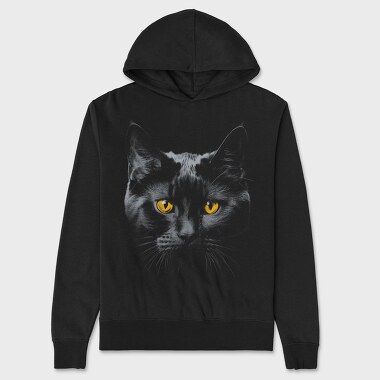 Monochrome Cat Contrast Yellow Eyes, Hanorac Oversize Barbati (Unisex)