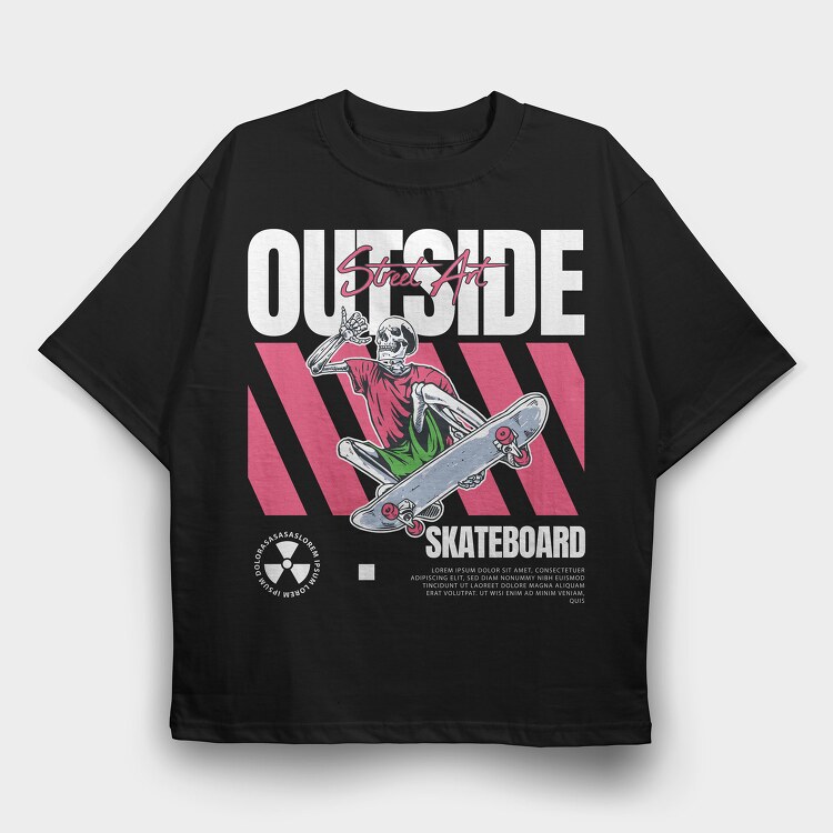 Outside Skateboard 1, Tricou Oversize Barbati (Unisex)