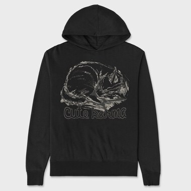 Cat Karma Sketch, Hanorac Oversize Barbati (Unisex)