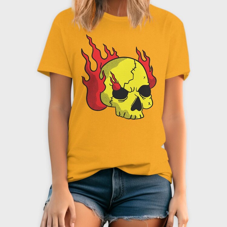 Burning Skull, Tricou Barbati (Unisex)