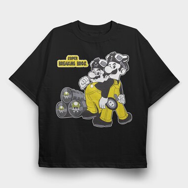 Super Breacking Bros Mario, Tricou Oversize Barbati (Unisex)
