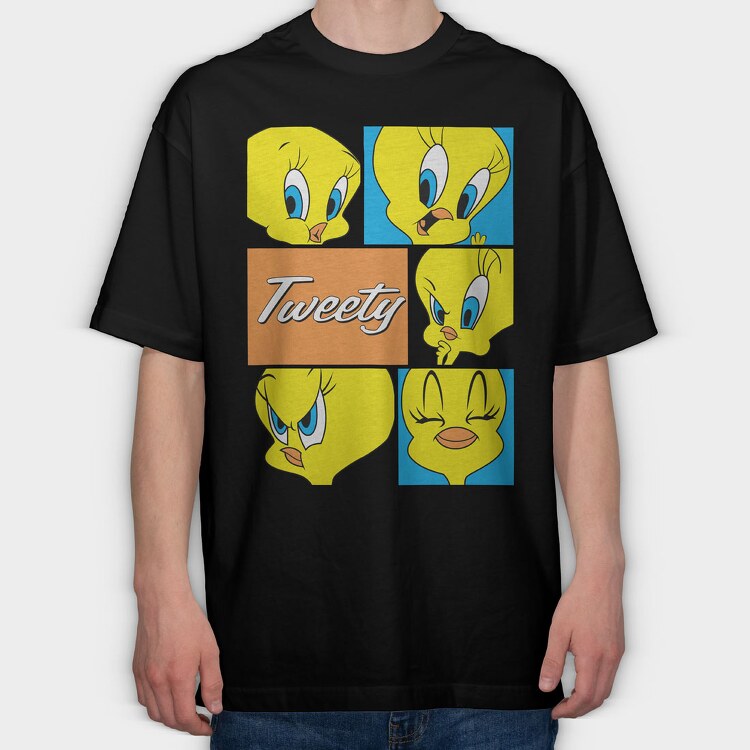 Cartoon Retro Tweety 1, Tricou Oversize Barbati (Unisex)
