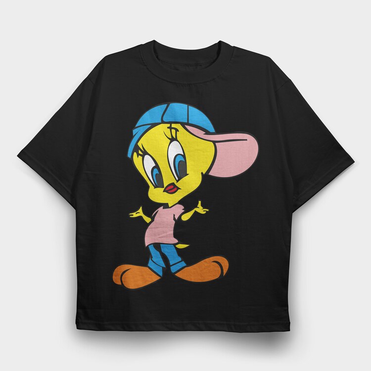 Cartoon Retro Tweety 4, Tricou Oversize Barbati (Unisex)