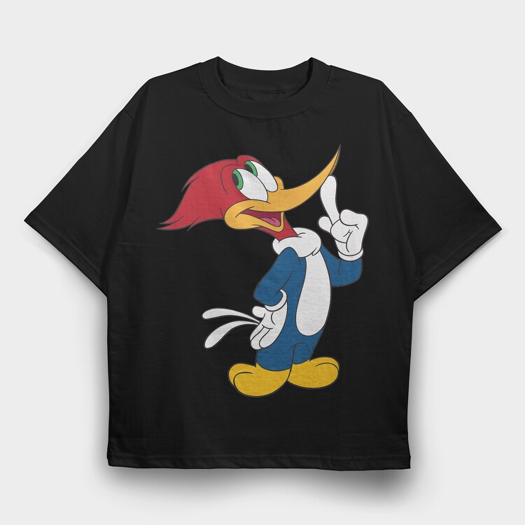 Cartoon Retro Woody Woodpecker 2, Tricou Oversize Barbati (Unisex)