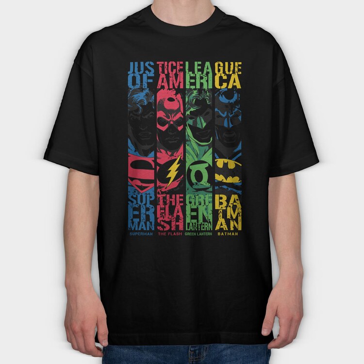 Superman the Flash Green Lanter Batman, Tricou Oversize Barbati (Unisex)