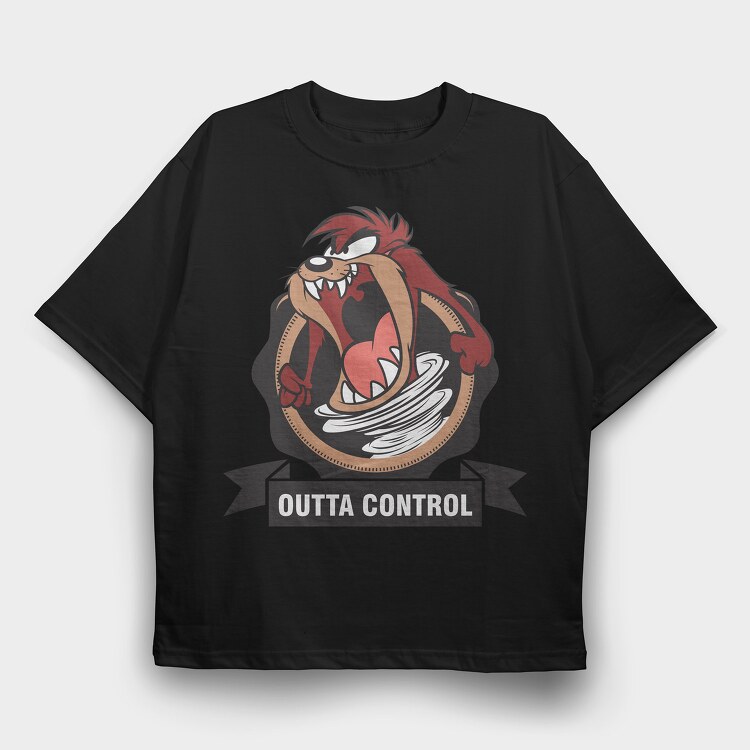 Tasmanian Devil Outta Control, Tricou Oversize Barbati (Unisex)