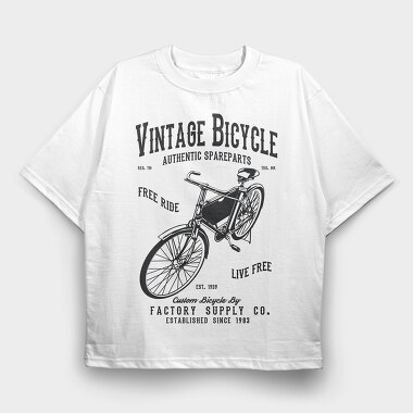 Vintage Bicycle, Tricou Oversize Barbati (Unisex)