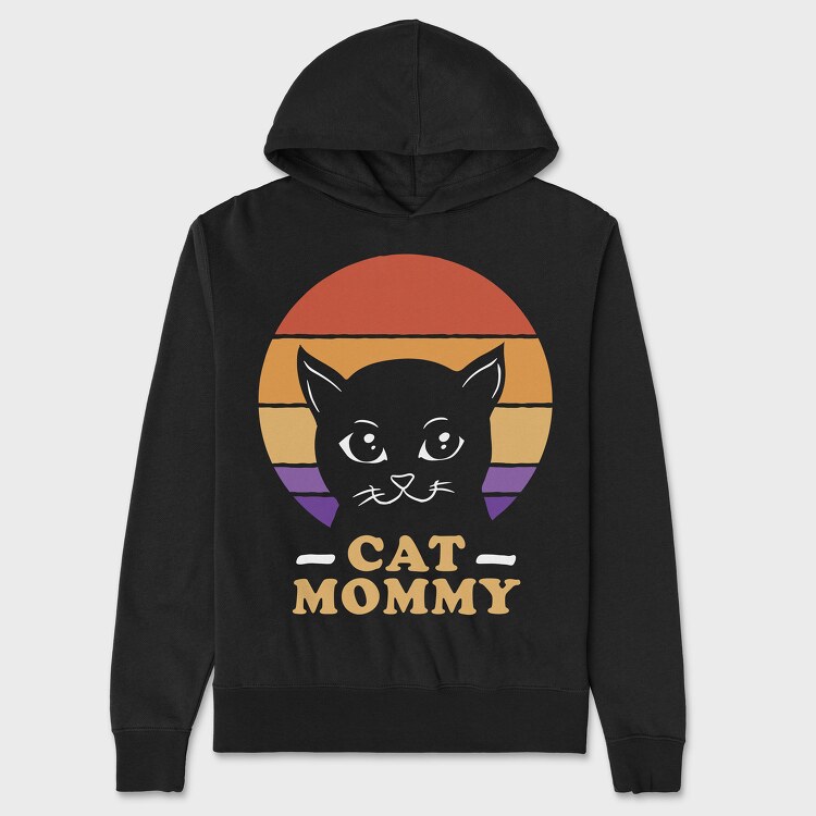 Cat Mommy Retro Sunset, Hanorac Oversize Barbati (Unisex)