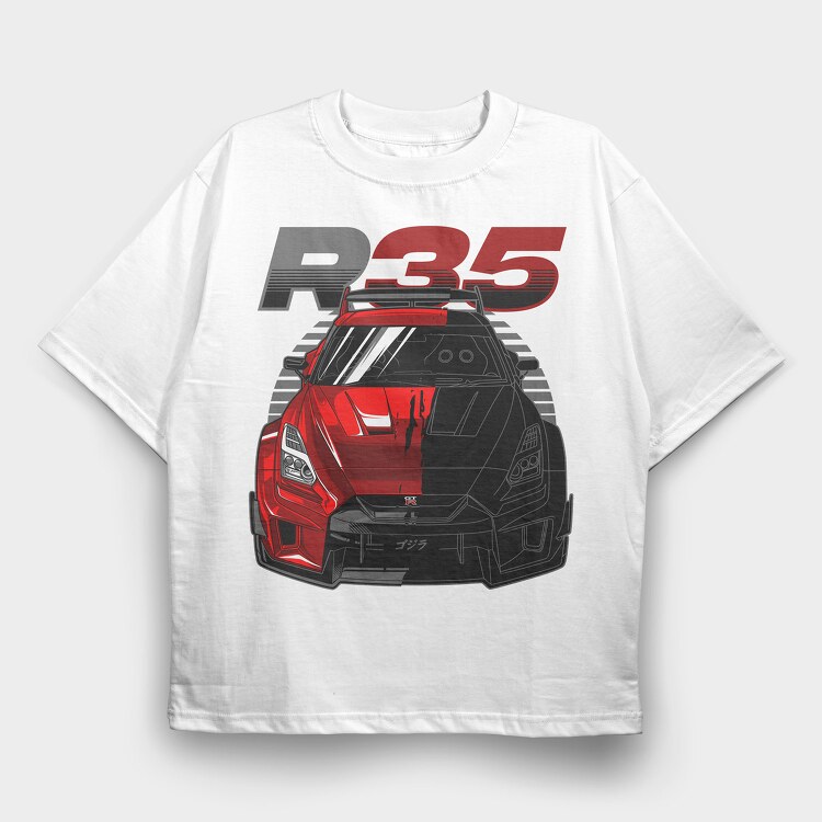 GTR R35 Liberty Walk Silhouette, Tricou Oversize Barbati (Unisex)