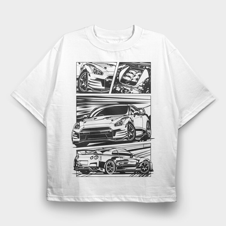 Gtr R35, Tricou Oversize Barbati (Unisex)