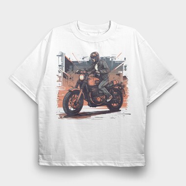 Comic Rider Motorcycle, Tricou Oversize Barbati (Unisex)