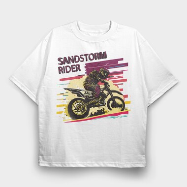 Motocross Rider MotorcycleArt 80S, Tricou Oversize Barbati (Unisex)
