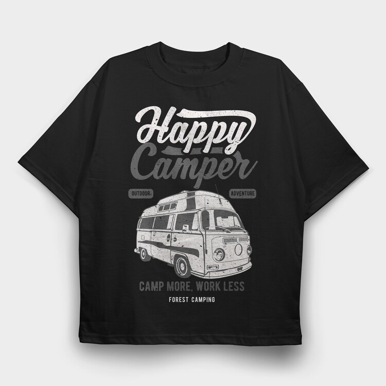 Happy Camper, Tricou Oversize Barbati (Unisex)