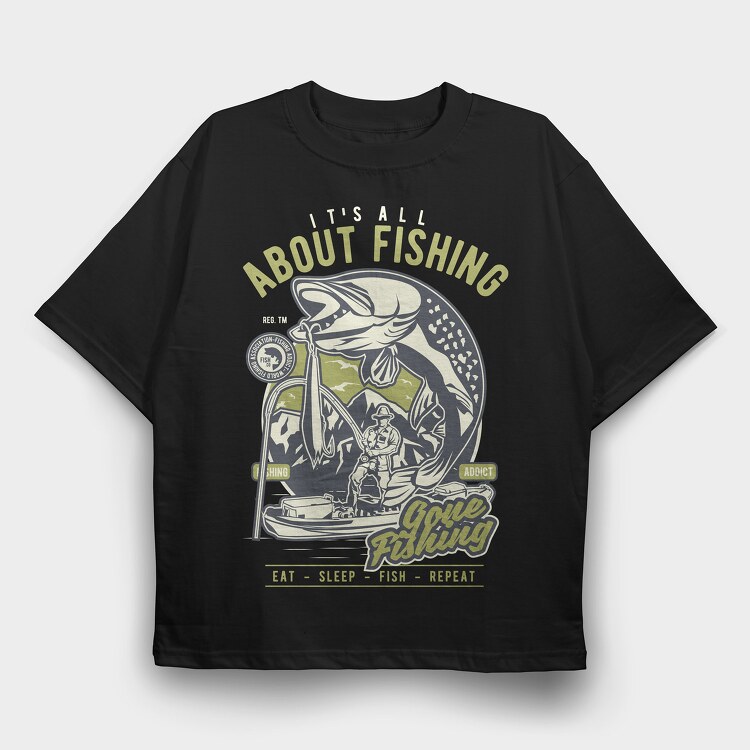 All About Fishing, Tricou Oversize Barbati (Unisex)