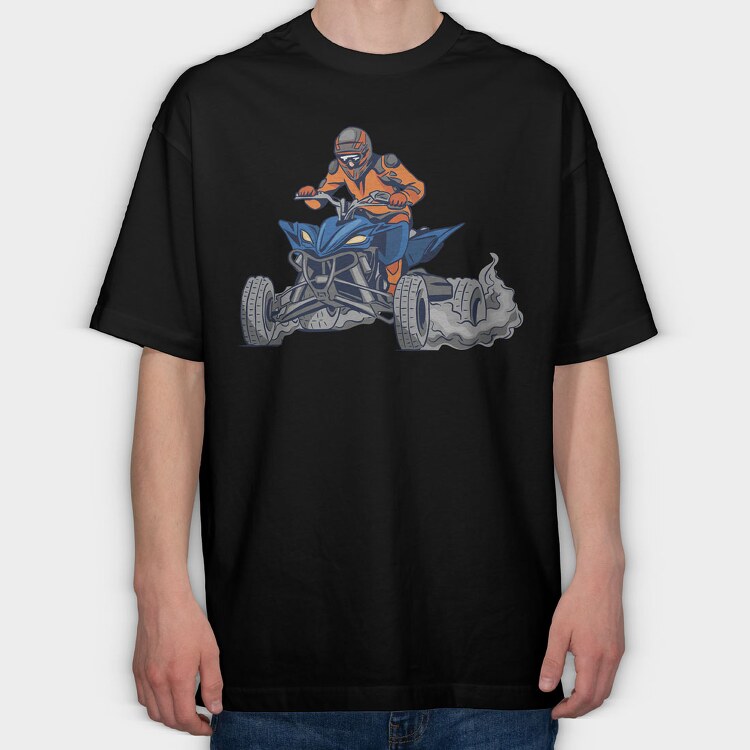 Quad Bike Illustration, Tricou Oversize Barbati (Unisex)