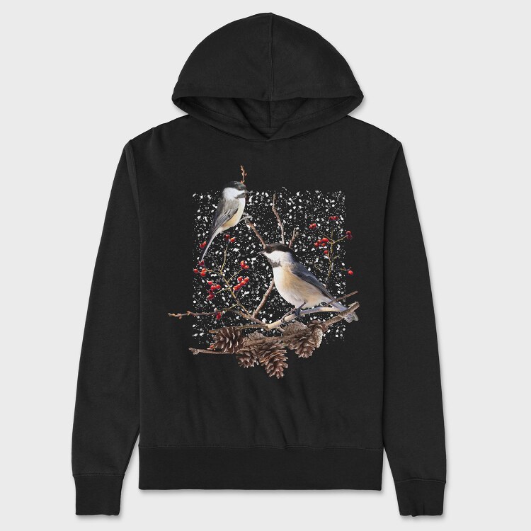 Chickadee Bird, Hanorac Oversize Barbati (Unisex)