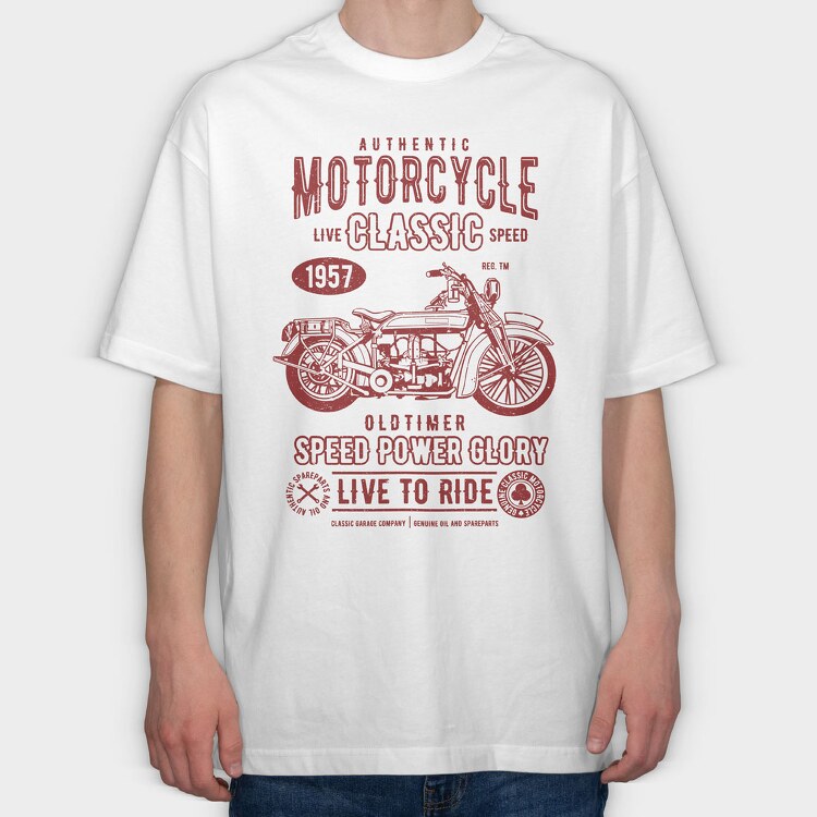 Motorcycle Classic, Tricou Oversize Barbati (Unisex)