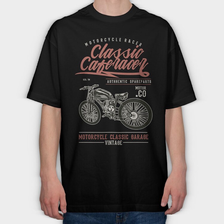 Classic Caferacer, Tricou Oversize Barbati (Unisex)