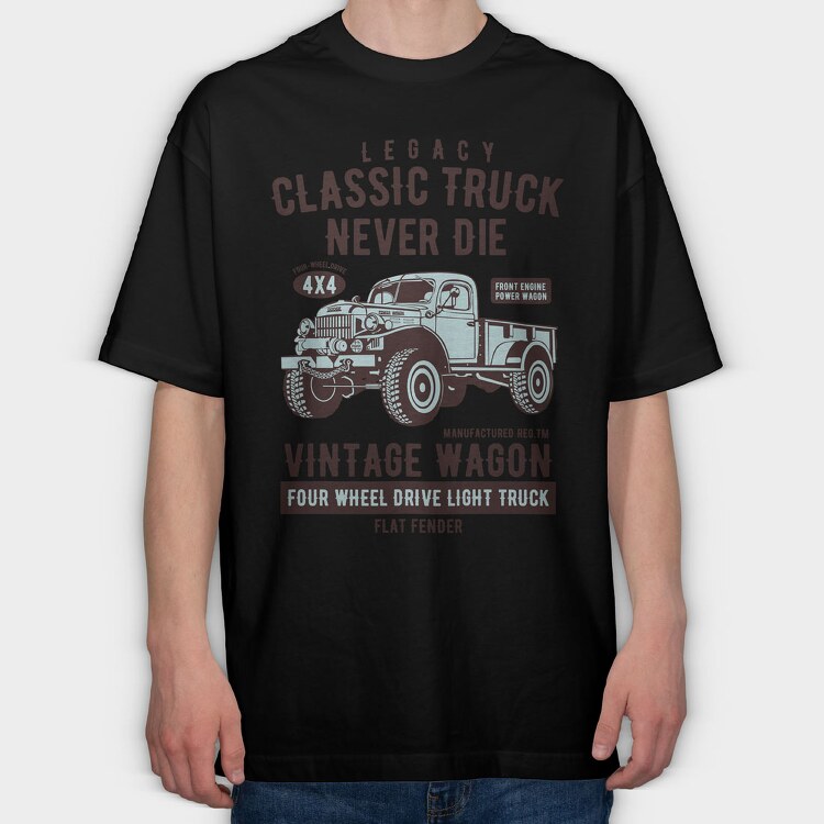Classic Truck, Tricou Oversize Barbati (Unisex)
