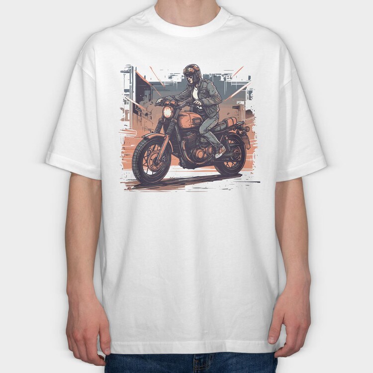 Comic Rider Motorcycle, Tricou Oversize Barbati (Unisex)