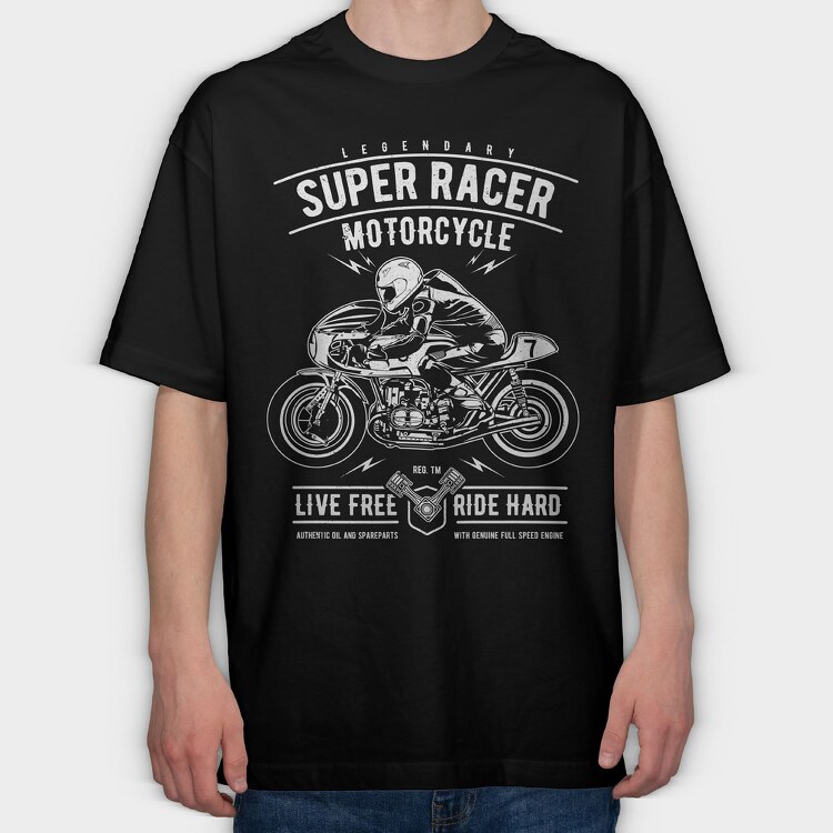 Super Racer Motorcycle, Tricou Oversize Barbati (Unisex)
