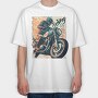 Riding in Style Motorcycle With Rider Artistic , Tricou Oversize Barbati (Unisex)