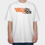 Tilted Competition Motorcycle With Rider Nimble and Fast, Tricou Oversize Barbati (Unisex)