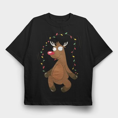 Reindeer Christmas Lights, Tricou Oversize Barbati (Unisex)