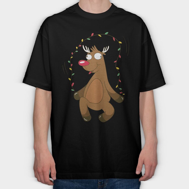 Reindeer Christmas Lights, Tricou Oversize Barbati (Unisex)