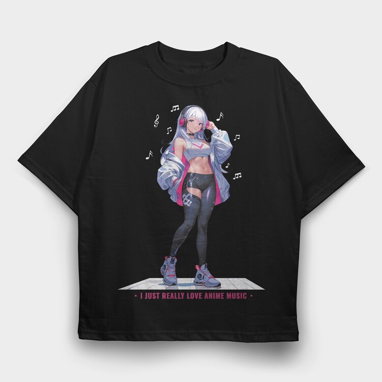 Anime Girl Music, Tricou Oversize Barbati (Unisex)
