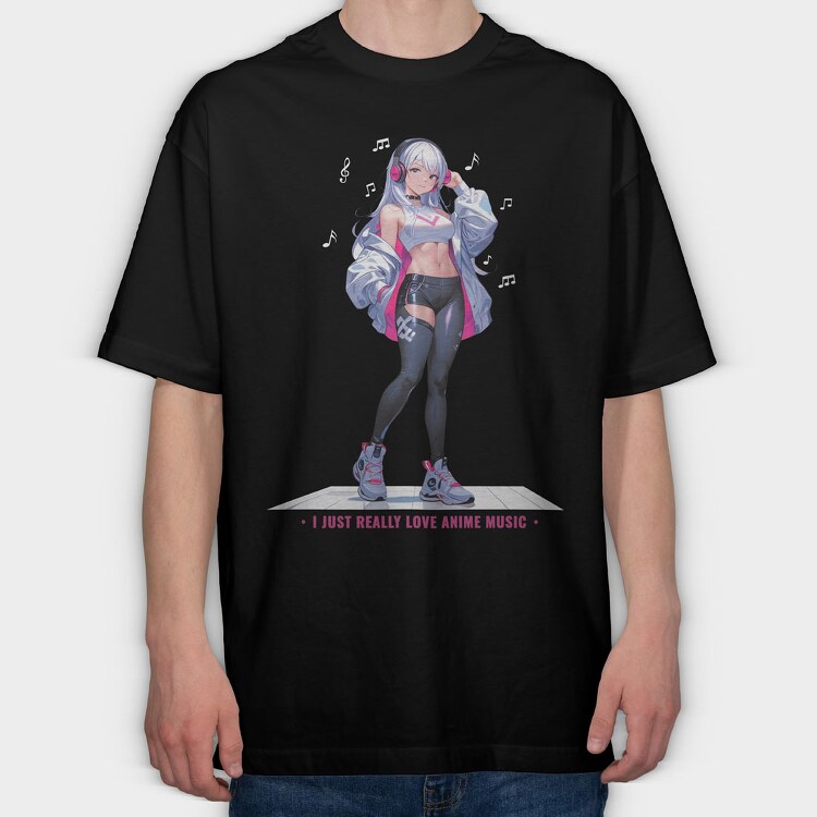 Anime Girl Music, Tricou Oversize Barbati (Unisex)