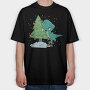 Trex Chistmas Tree, Tricou Oversize Barbati (Unisex)